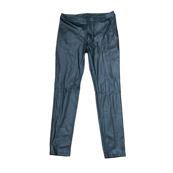 H&M Polyurethane Coat Pants Size 8 Black Triangle‎ Openings Pleather 31X29 - Picture 1 of 6